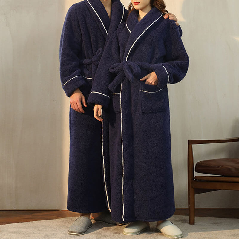 Super Soft Thicken Flannel Bathrobe for Women & Men