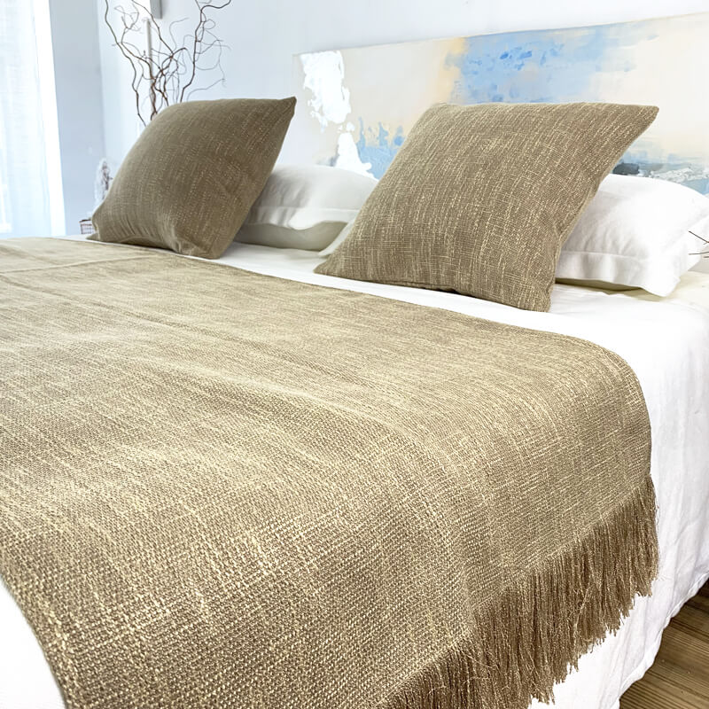 Linen Bed Runners & Scarves with Tassels