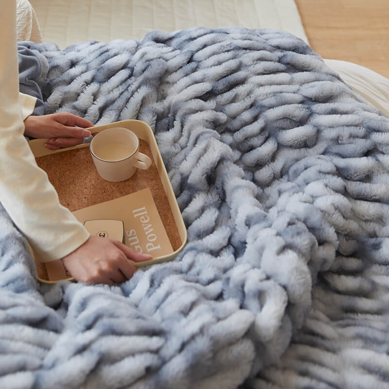 Furry Ruched Faux Fur Throws for Bed