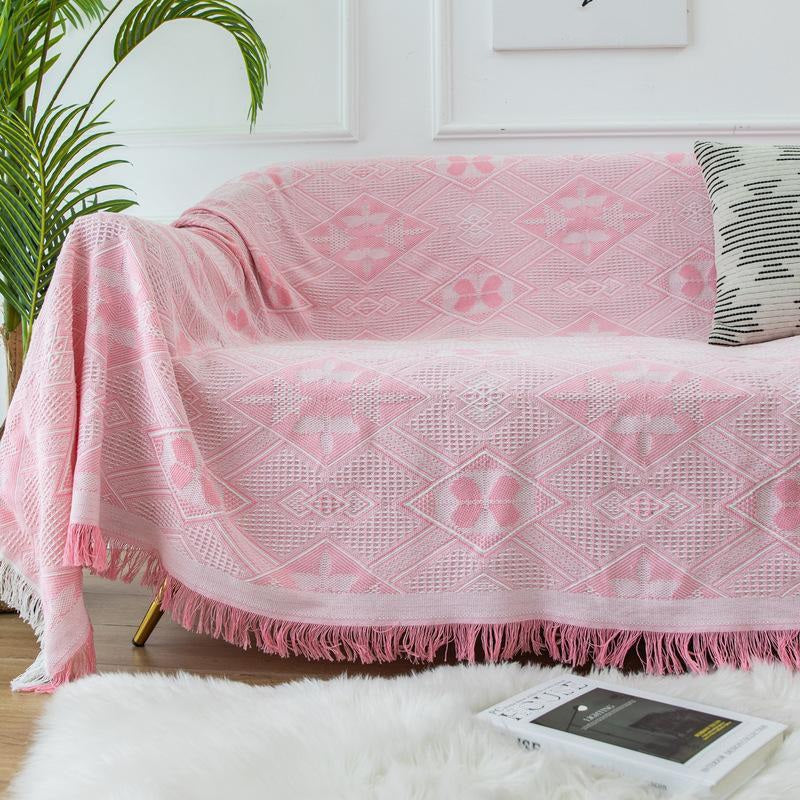 Geometric Large Sofa Throw Covers, Farmhouse Woven Throw Blankets for Couch
