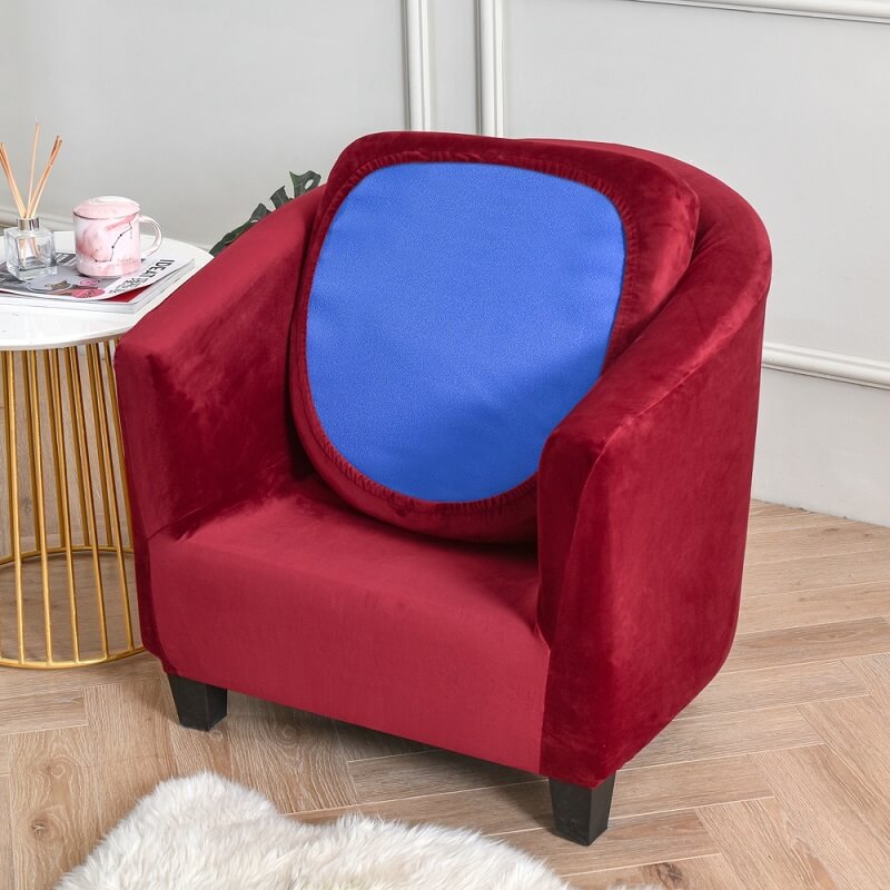 2 Piece Velvet Club Chair Covers, Soft Stretch Tub Chair Slipcover