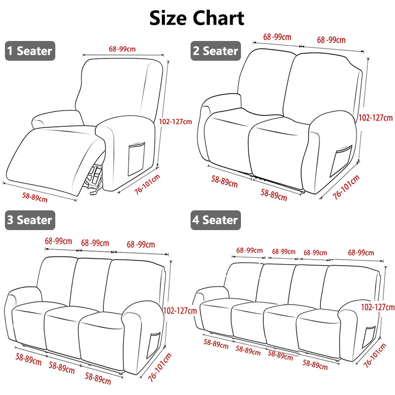 1/2/3/4 Seater Knitted Jacquard Recliner Chair Covers