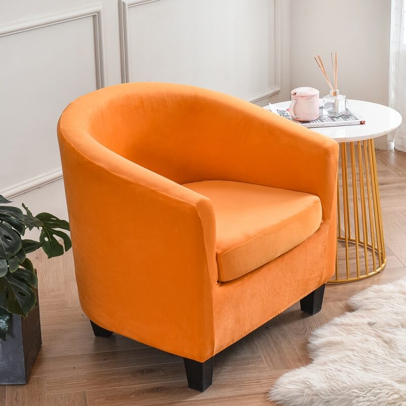 2 Piece Velvet Club Chair Covers, Soft Stretch Tub Chair Slipcover