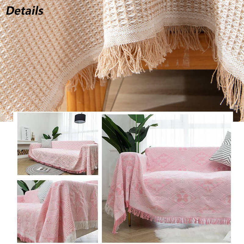 Geometric Large Sofa Throw Covers, Farmhouse Woven Throw Blankets for Couch