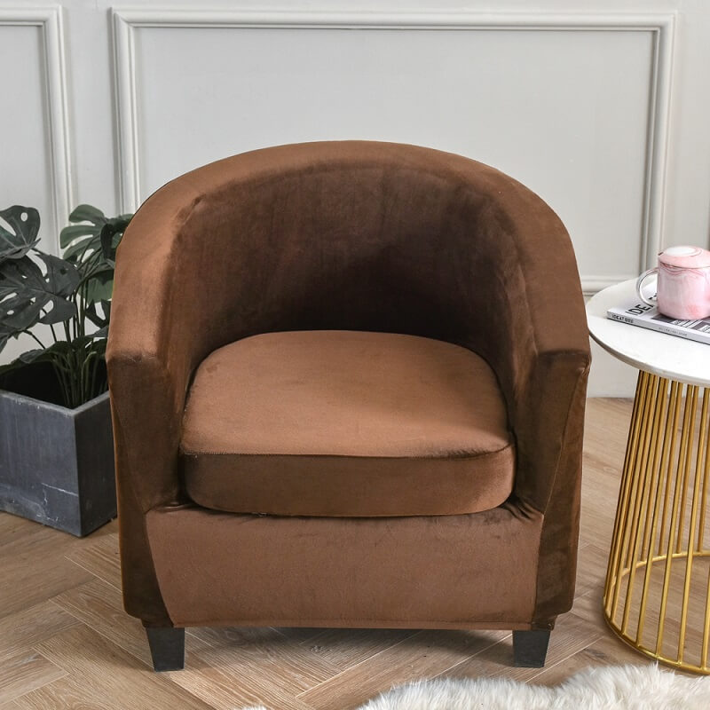 2 Piece Velvet Club Chair Covers, Soft Stretch Tub Chair Slipcover