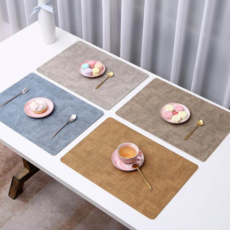 4pcs Rectangle Leather Placemats, Waterproof Washable Table Place Mat