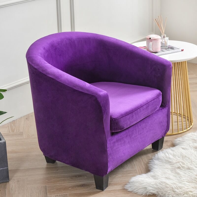 2 Piece Velvet Club Chair Covers, Soft Stretch Tub Chair Slipcover