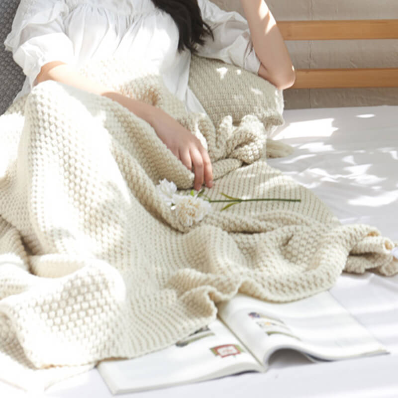 Knitted Throw Blanket for Couch