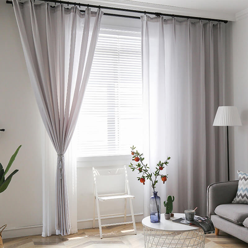 Light Filtering White Voile Curtain with Hooks
