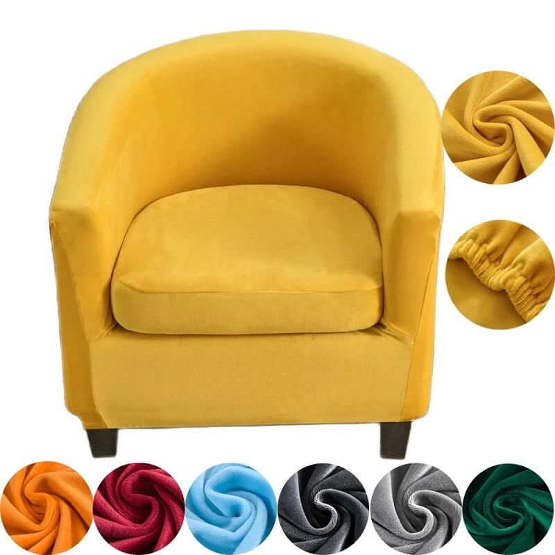 2 Piece Velvet Club Chair Covers, Soft Stretch Tub Chair Slipcover