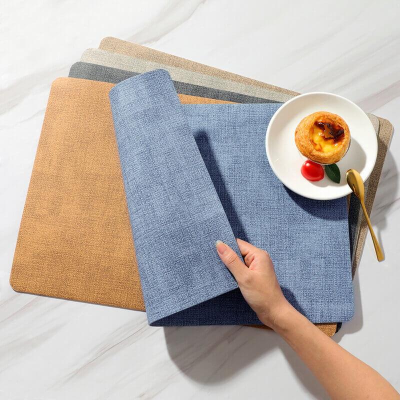 4pcs Rectangle Leather Placemats, Waterproof Washable Table Place Mat