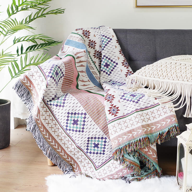 Bohemian Throw Blankets with Tassels