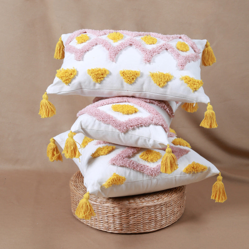 Bohemian Tufted Pink Cushion