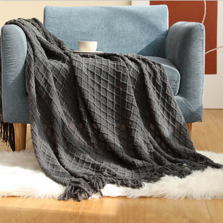 Textured Knitted Soft Throw Blanket