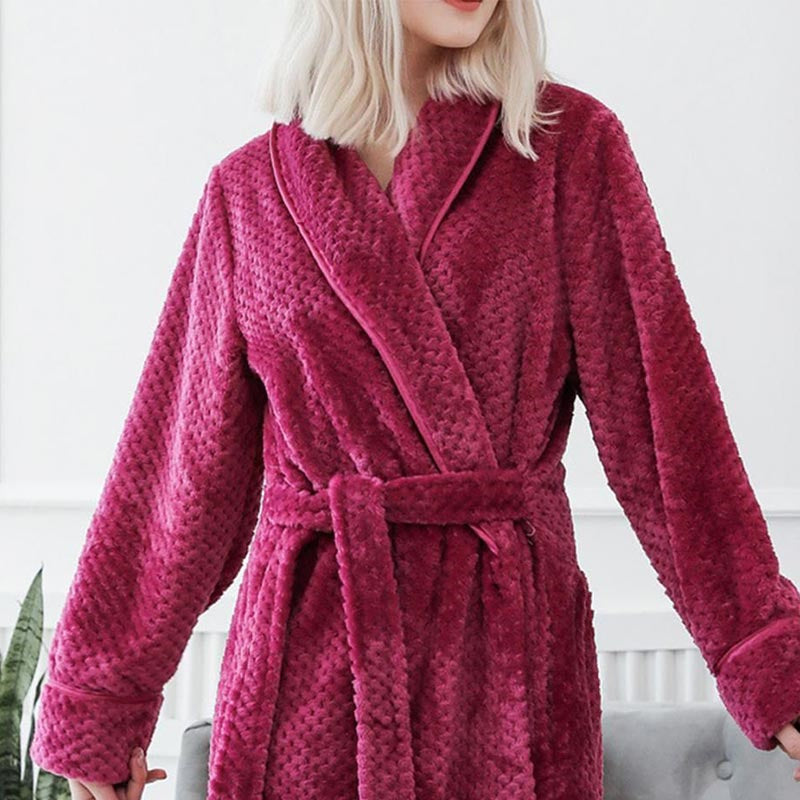 Soft Warm Fleece Bathrobe for Women