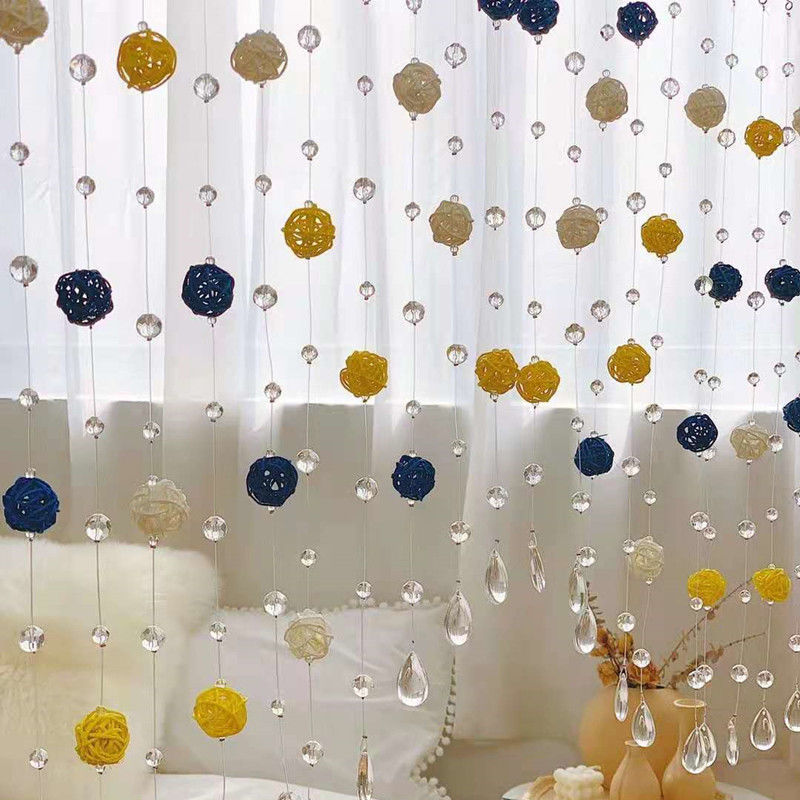 Crystal Glass Beaded Door Curtain with Adjustable Hook