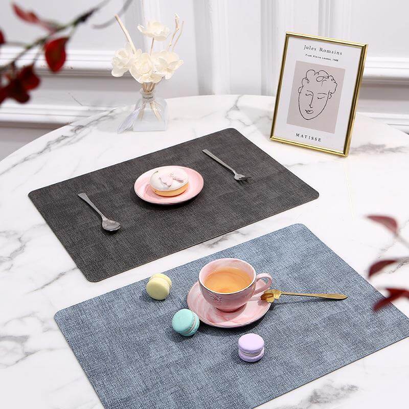 4pcs Rectangle Leather Placemats, Waterproof Washable Table Place Mat