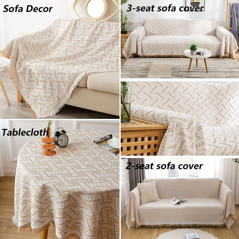 Geometric Large Sofa Throw Covers, Farmhouse Woven Throw Blankets for Couch