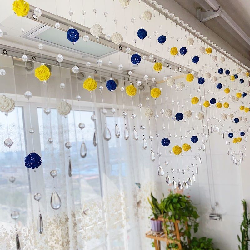 Crystal Glass Beaded Door Curtain with Adjustable Hook