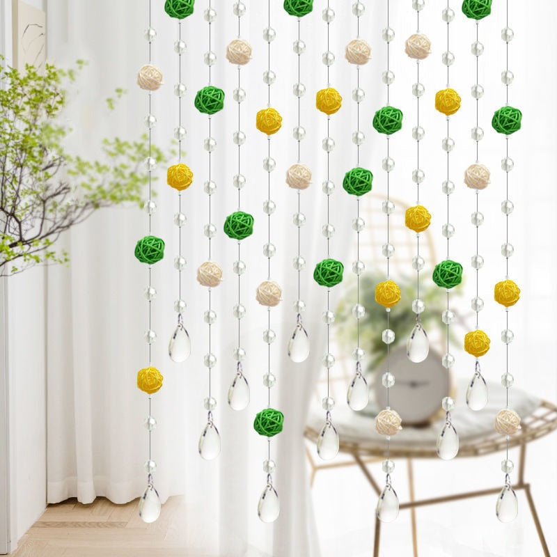 Crystal Glass Beaded Door Curtain with Adjustable Hook