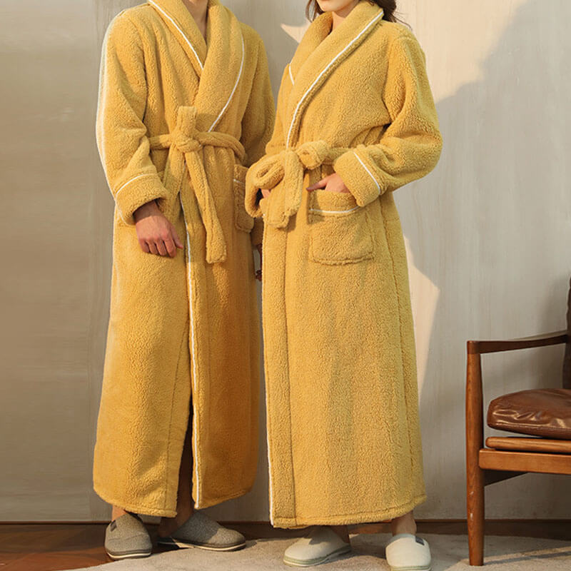 Super Soft Thicken Flannel Bathrobe for Women & Men