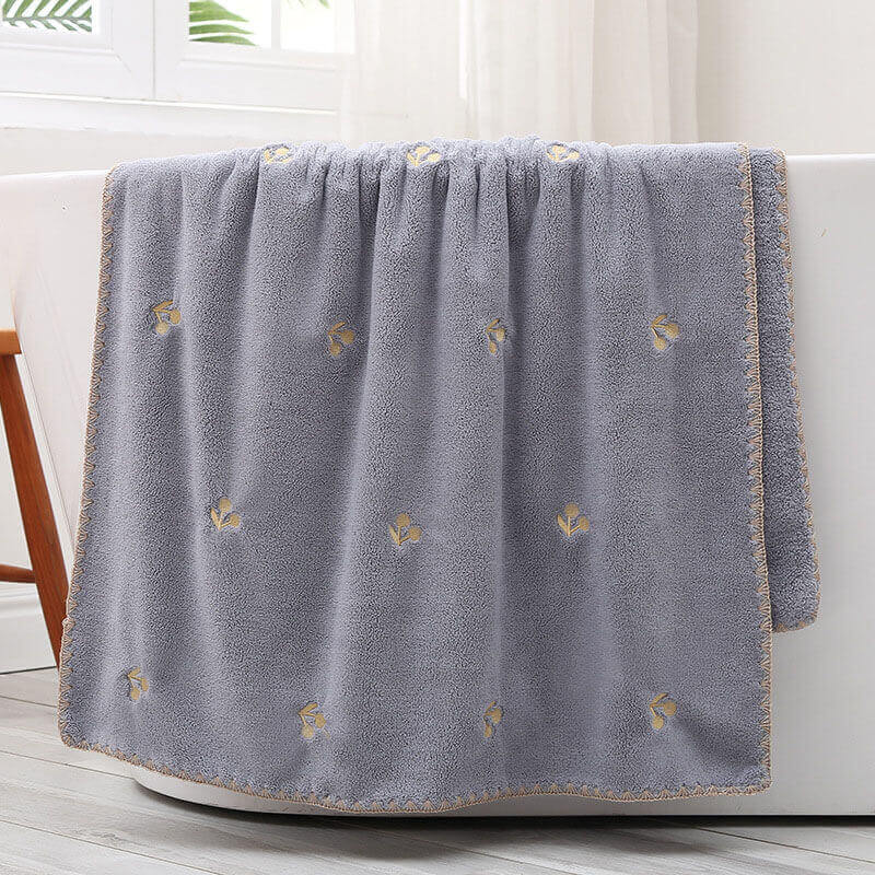 2Pcs Embroidery Quick-Dry Bath Towel Set