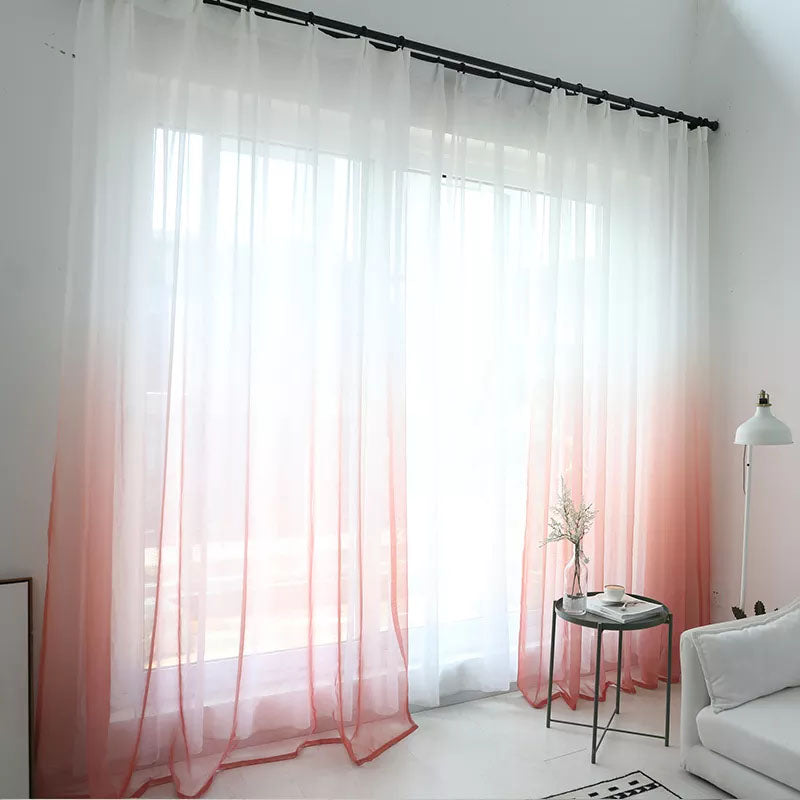 2 Panels Gradient Color Linen Voile Curtains with Hook