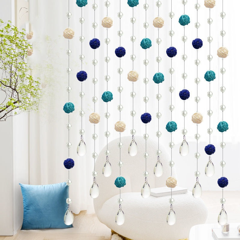 Crystal Glass Beaded Door Curtain with Adjustable Hook
