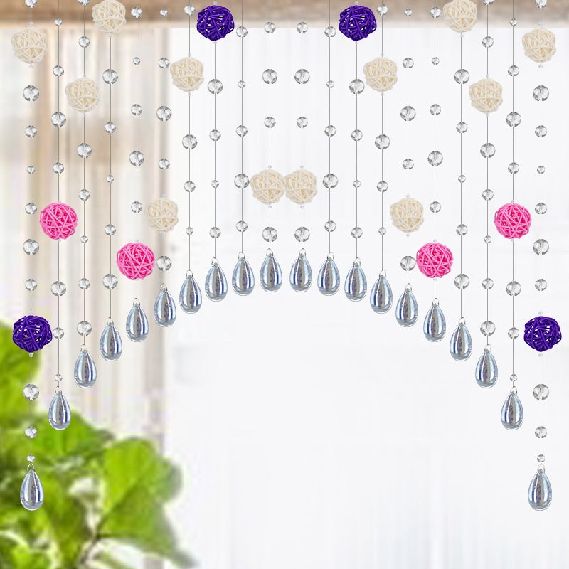Crystal Glass Beaded Door Curtain with Adjustable Hook