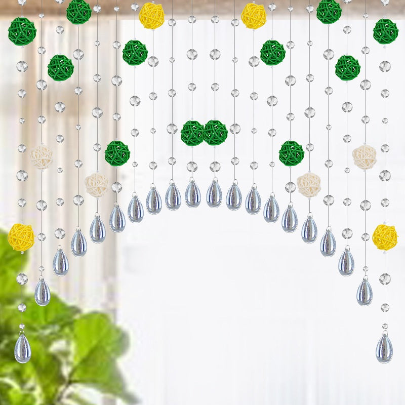 Crystal Glass Beaded Door Curtain with Adjustable Hook