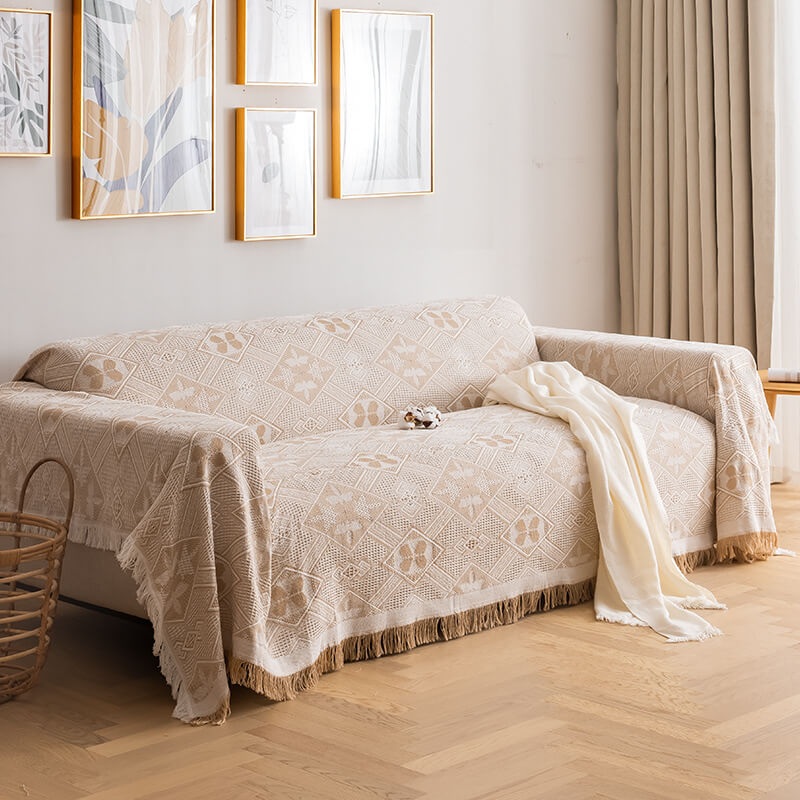 Geometric Large Sofa Throw Covers, Farmhouse Woven Throw Blankets for Couch