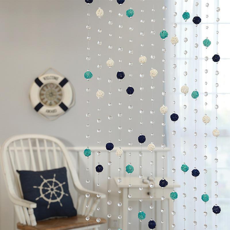 Crystal Glass Beaded Door Curtain with Adjustable Hook