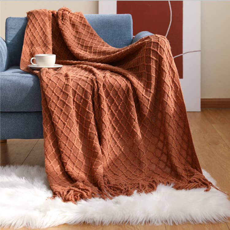 Textured Knitted Soft Throw Blanket