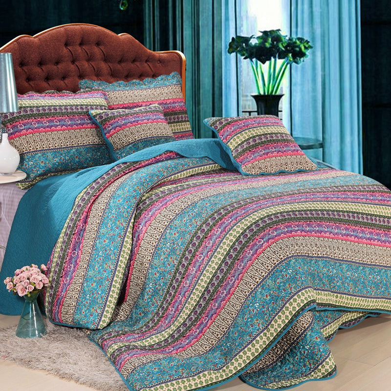 3Pcs Cotton Thicken Quilted Bedspread Warm