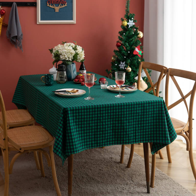 Plaid Rectangle & Round Christmas Tablecloth