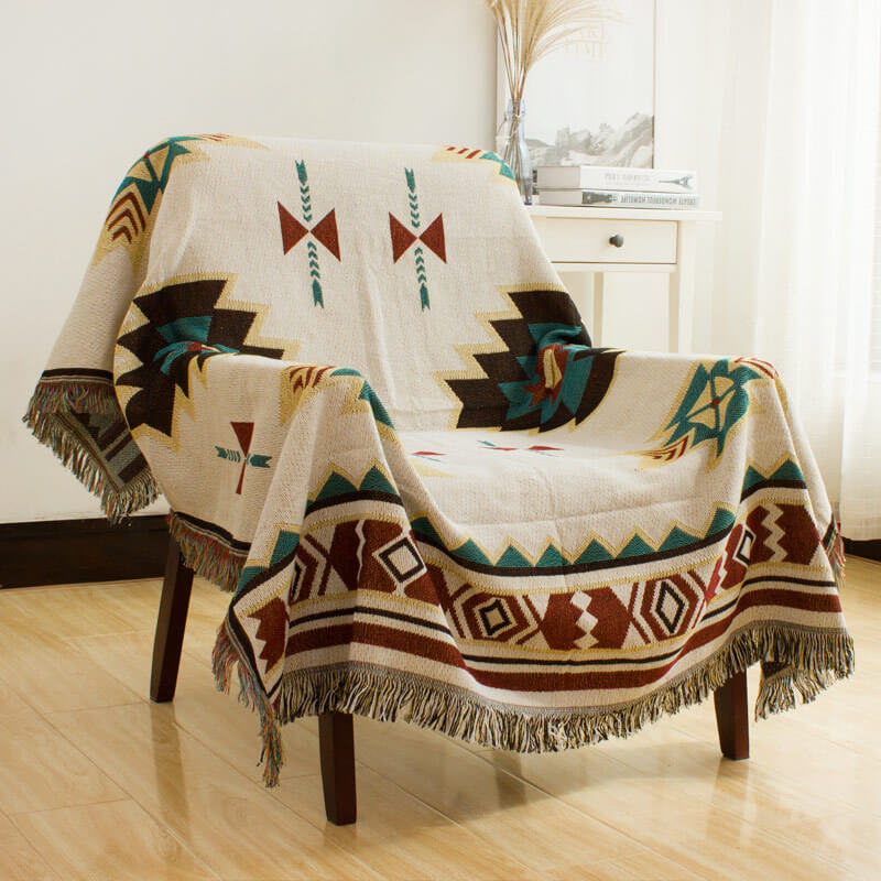 Boho Woven Reversible Throw Blankets