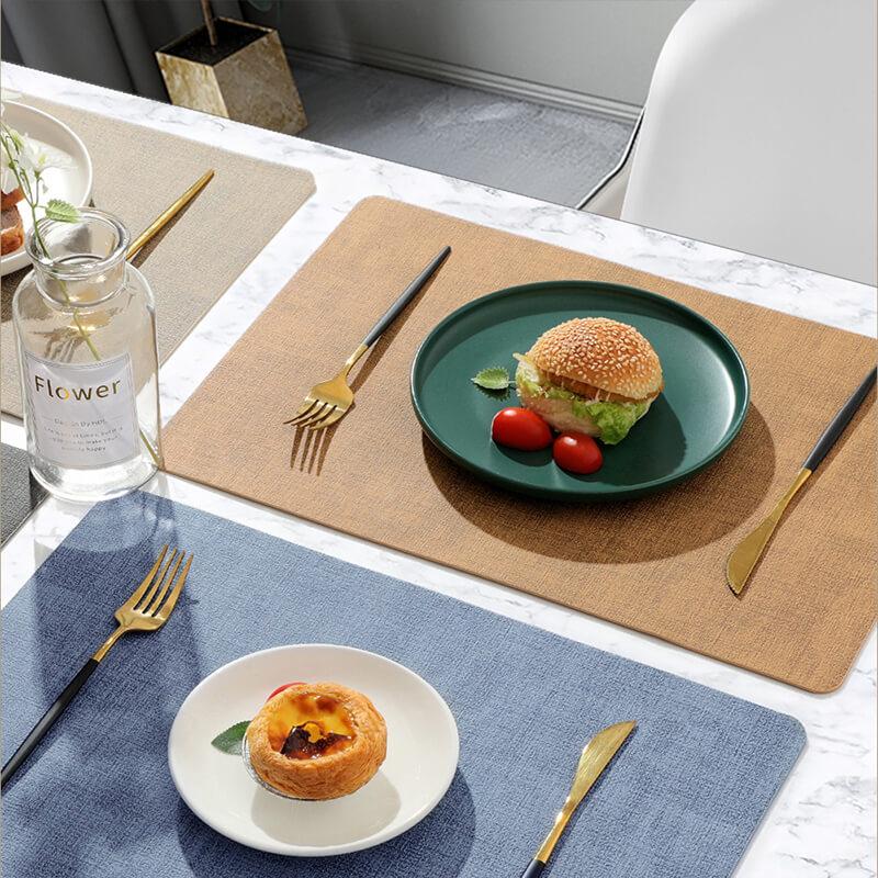 4pcs Rectangle Leather Placemats, Waterproof Washable Table Place Mat