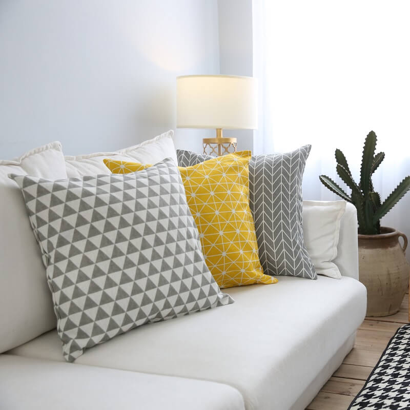 2 Pcs Modern Geometric Pattern Cotton Pillowcases
