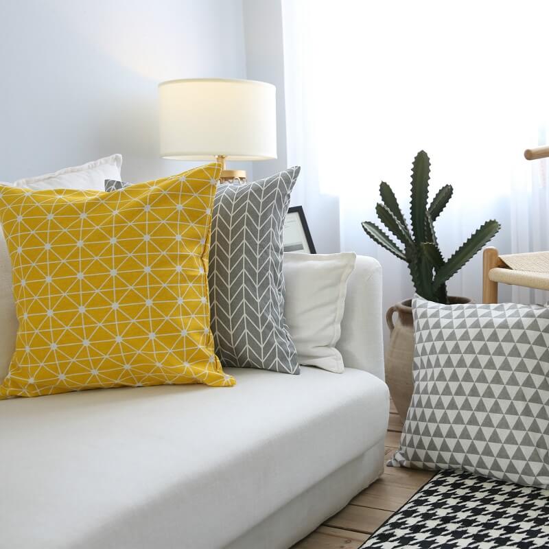 2 Pcs Modern Geometric Pattern Cotton Pillowcases