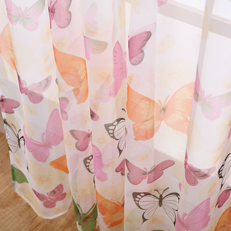 Butterfly Pattern Voile Net Curtains (2 Panels)