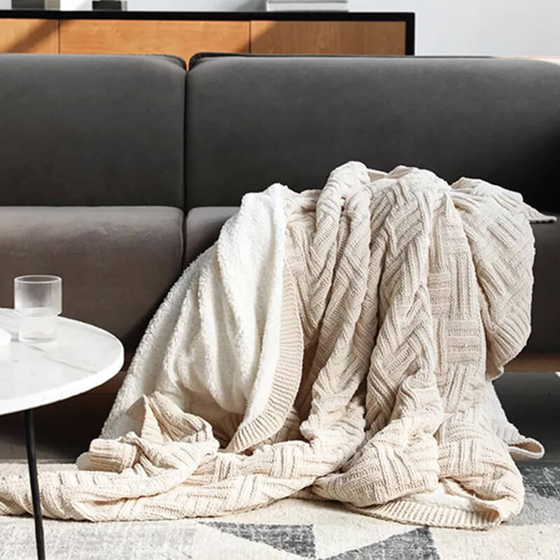 Double Layer Thicken Warm Knit Wool Blanket