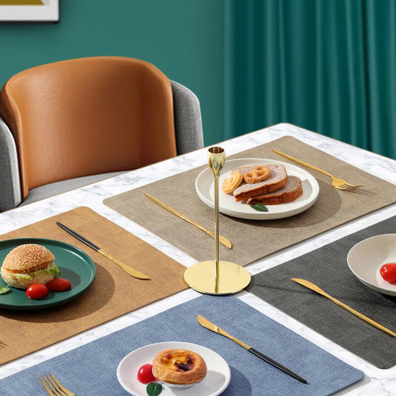 4pcs Rectangle Leather Placemats, Waterproof Washable Table Place Mat