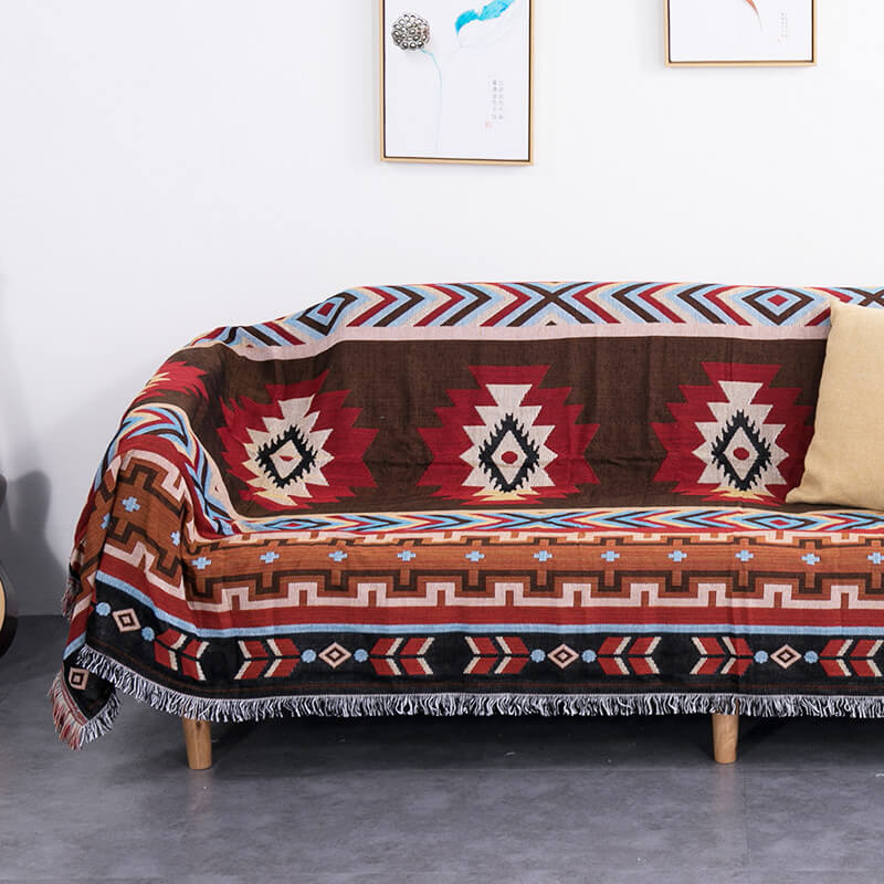 Boho Woven Reversible Throw Blankets
