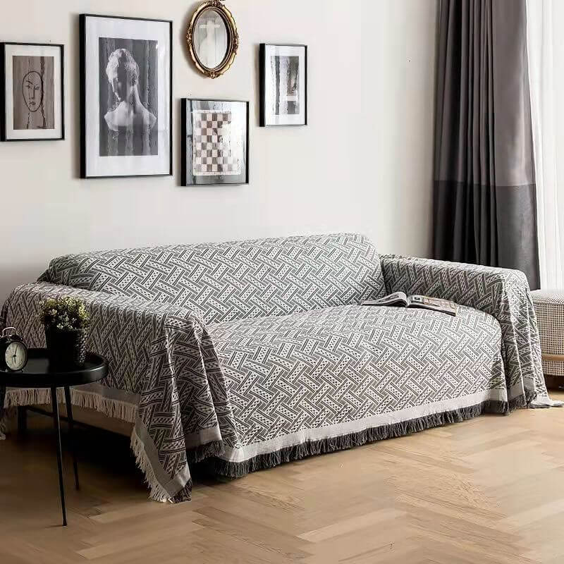Geometric Large Sofa Throw Covers, Farmhouse Woven Throw Blankets for Couch