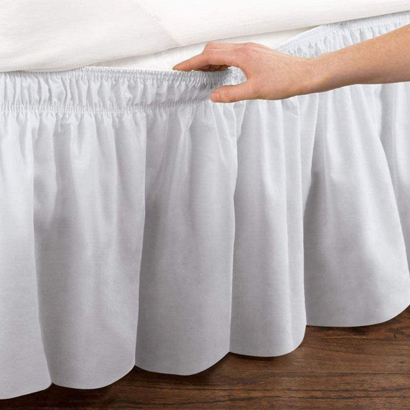 Ruffled Bed Skirt with Elastic Belt, 15-inches Drop