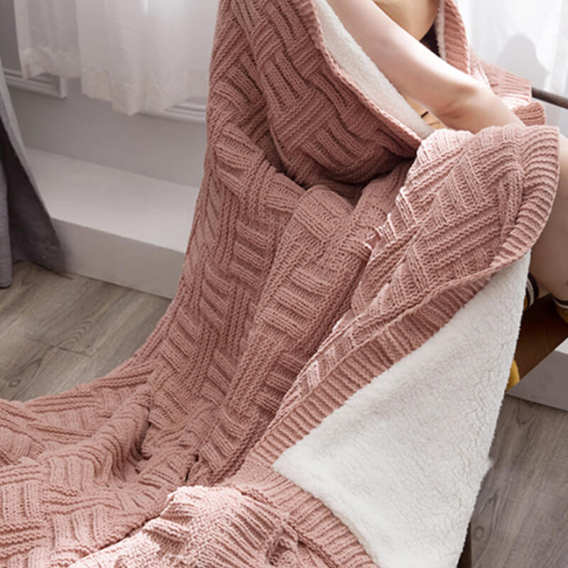 Double Layer Thicken Warm Knit Wool Blanket