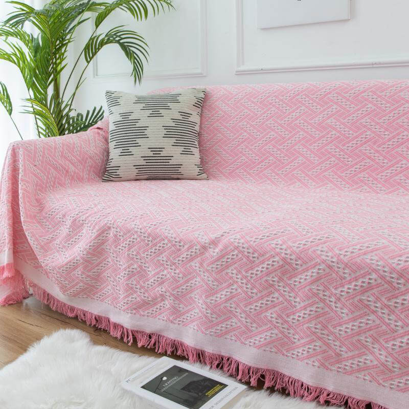 Geometric Large Sofa Throw Covers, Farmhouse Woven Throw Blankets for Couch