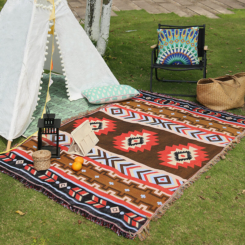 Boho Woven Reversible Throw Blankets