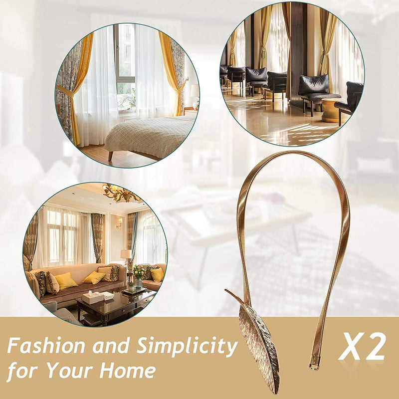 2 Pack Spring Curtain Tiebacks for Thin&Thick Drapery
