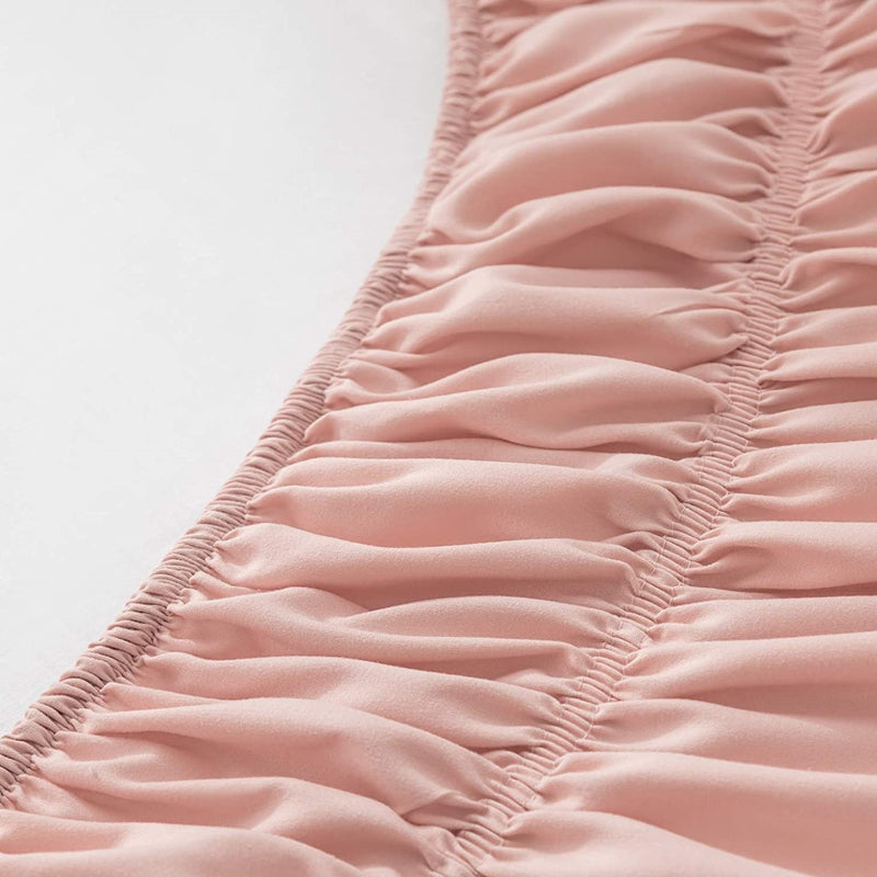 Ruffled Bed Skirt with Elastic Belt, 15-inches Drop